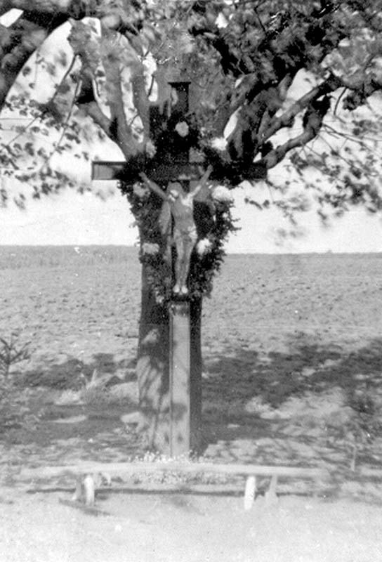 01364 kruis Haelerweg oudste foto van het veldkruis met krans
